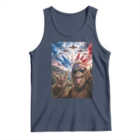 Patriotic Bigfoot 4th Of July Selfie Tank Top Funny USA Freedom Jet Fighter Graphic