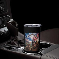 Patriotic Bigfoot 4th Of July Selfie Tumbler Cup Funny USA Freedom Jet Fighter Graphic