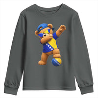 Funny Bosnia Teddy Bear Dabbing Fudbal Fan Gift Youth Sweatshirt