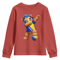 Funny Bosnia Teddy Bear Dabbing Fudbal Fan Gift Youth Sweatshirt