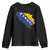 Bosnia And Herzegovina Word Art Map Youth Sweatshirt Bosnian Pride Gift