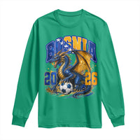 Bosnian Dragon Fudbal Fan Long Sleeve Shirt Bosnia And Herzegovina Pride