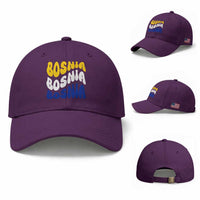 Groovy Retro Bosnia Baseball Cap Proud Bosnian Balkan Heritage Gift