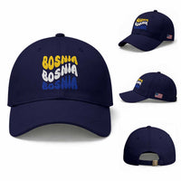 Groovy Retro Bosnia Baseball Cap Proud Bosnian Balkan Heritage Gift