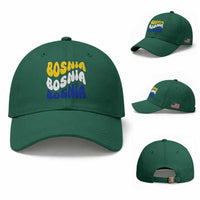 Groovy Retro Bosnia Baseball Cap Proud Bosnian Balkan Heritage Gift
