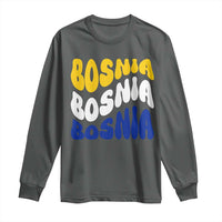 Groovy Retro Bosnia Long Sleeve Shirt Proud Bosnian Balkan Heritage Gift