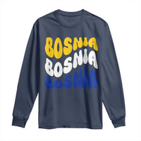 Groovy Retro Bosnia Long Sleeve Shirt Proud Bosnian Balkan Heritage Gift