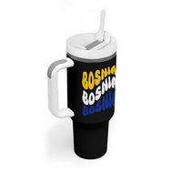Groovy Retro Bosnia Tumbler With Handle Proud Bosnian Balkan Heritage Gift