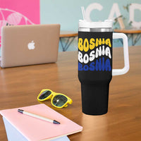 Groovy Retro Bosnia Tumbler With Handle Proud Bosnian Balkan Heritage Gift