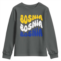 Groovy Retro Bosnia Youth Sweatshirt Proud Bosnian Balkan Heritage Gift