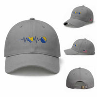 Bosnian Fudbal Heartbeat Baseball Cap Bosnia And Herzegovina Soccer Fan Gift