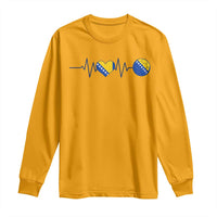 Bosnian Fudbal Heartbeat Long Sleeve Shirt Bosnia And Herzegovina Soccer Fan Gift
