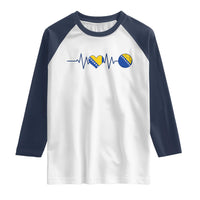 Bosnian Fudbal Heartbeat Raglan Shirt Bosnia And Herzegovina Soccer Fan Gift