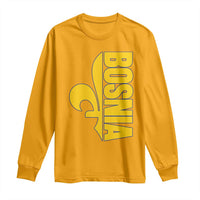 Bosnian Fleur De Lis Flag Long Sleeve Shirt Proud Bosnia Heritage Gift