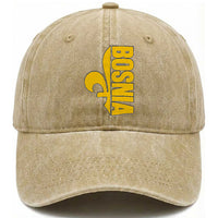 Bosnian Fleur De Lis Flag Washed Cotton Baseball Cap Proud Bosnia Heritage Gift