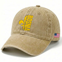 Bosnian Fleur De Lis Flag Washed Cotton Baseball Cap Proud Bosnia Heritage Gift