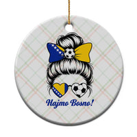 Bosnia Soccer Messy Bun Ceramic Ornament Hajmo Bosno Game Day Gift