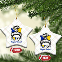 Bosnia Soccer Messy Bun Ceramic Ornament Hajmo Bosno Game Day Gift