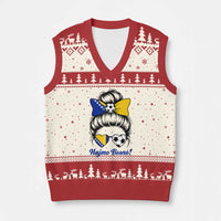 Bosnia Soccer Messy Bun V-Neck Knit Sweater Vest Hajmo Bosno Game Day Gift
