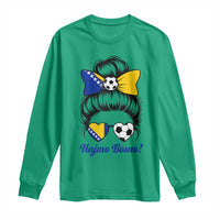 Bosnia Soccer Messy Bun Long Sleeve Shirt Hajmo Bosno Game Day Gift