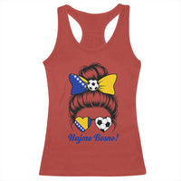 Bosnia Soccer Messy Bun Racerback Tank Top Hajmo Bosno Game Day Gift