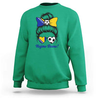 Bosnia Soccer Messy Bun Sweatshirt Hajmo Bosno Game Day Gift