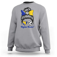 Bosnia Soccer Messy Bun Sweatshirt Hajmo Bosno Game Day Gift