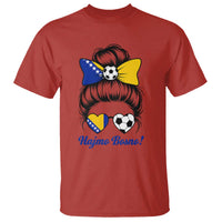 Bosnia Soccer Messy Bun T Shirt Hajmo Bosno Game Day Gift