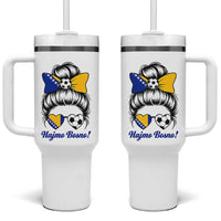 Bosnia Soccer Messy Bun Tumbler With Handle Hajmo Bosno Game Day Gift