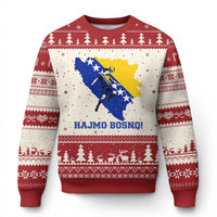 Vintage Bosnian Map Football Fan Ugly Christmas Sweater Proud Balkan Heritage Gift