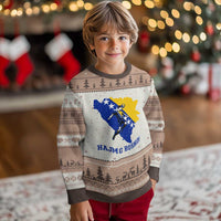Vintage Bosnian Map Football Fan Ugly Christmas Sweater Proud Balkan Heritage Gift