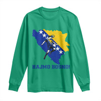 Vintage Bosnian Map Football Fan Long Sleeve Shirt Proud Balkan Heritage Gift
