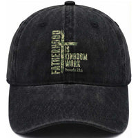Fatherhood Is Kingdom Work Washed Cotton Baseball Cap Camo Christian Fathers Day Gift