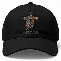 Fatherhood Is Kingdom Work Baseball Cap Vintage American Flag Christian Dad Gift