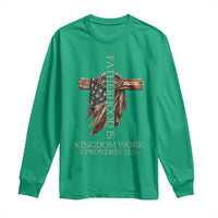 Fatherhood Is Kingdom Work Long Sleeve Shirt Vintage American Flag Christian Dad Gift