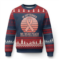 In September We Wear Peach Ugly Christmas Sweater Endometrial Cancer Awareness Support