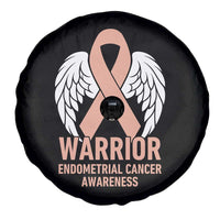 Endometrial Cancer Warrior Spare Tire Cover Peach Ribbon Angel Wings Support