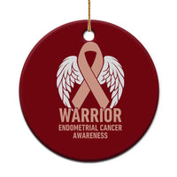 Endometrial Cancer Warrior Ceramic Ornament Peach Ribbon Angel Wings Support