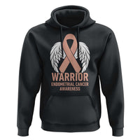 Endometrial Cancer Warrior Hoodie Peach Ribbon Angel Wings Support