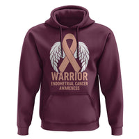 Endometrial Cancer Warrior Hoodie Peach Ribbon Angel Wings Support