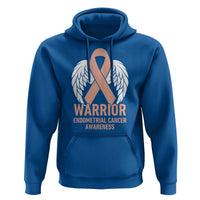 Endometrial Cancer Warrior Hoodie Peach Ribbon Angel Wings Support