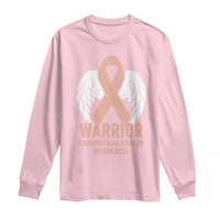 Endometrial Cancer Warrior Long Sleeve Shirt Peach Ribbon Angel Wings Support