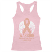 Endometrial Cancer Warrior Racerback Tank Top Peach Ribbon Angel Wings Support