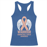 Endometrial Cancer Warrior Racerback Tank Top Peach Ribbon Angel Wings Support