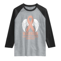 Endometrial Cancer Warrior Raglan Shirt Peach Ribbon Angel Wings Support