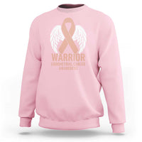 Endometrial Cancer Warrior Sweatshirt Peach Ribbon Angel Wings Support