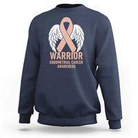 Endometrial Cancer Warrior Sweatshirt Peach Ribbon Angel Wings Support