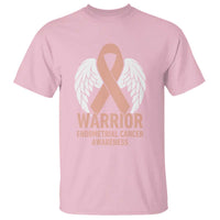 Endometrial Cancer Warrior T Shirt Peach Ribbon Angel Wings Support