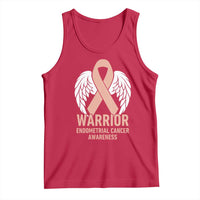 Endometrial Cancer Warrior Tank Top Peach Ribbon Angel Wings Support