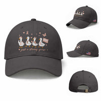 Funny Endometrial Cancer Goose Baseball Cap Just A Strong Goose